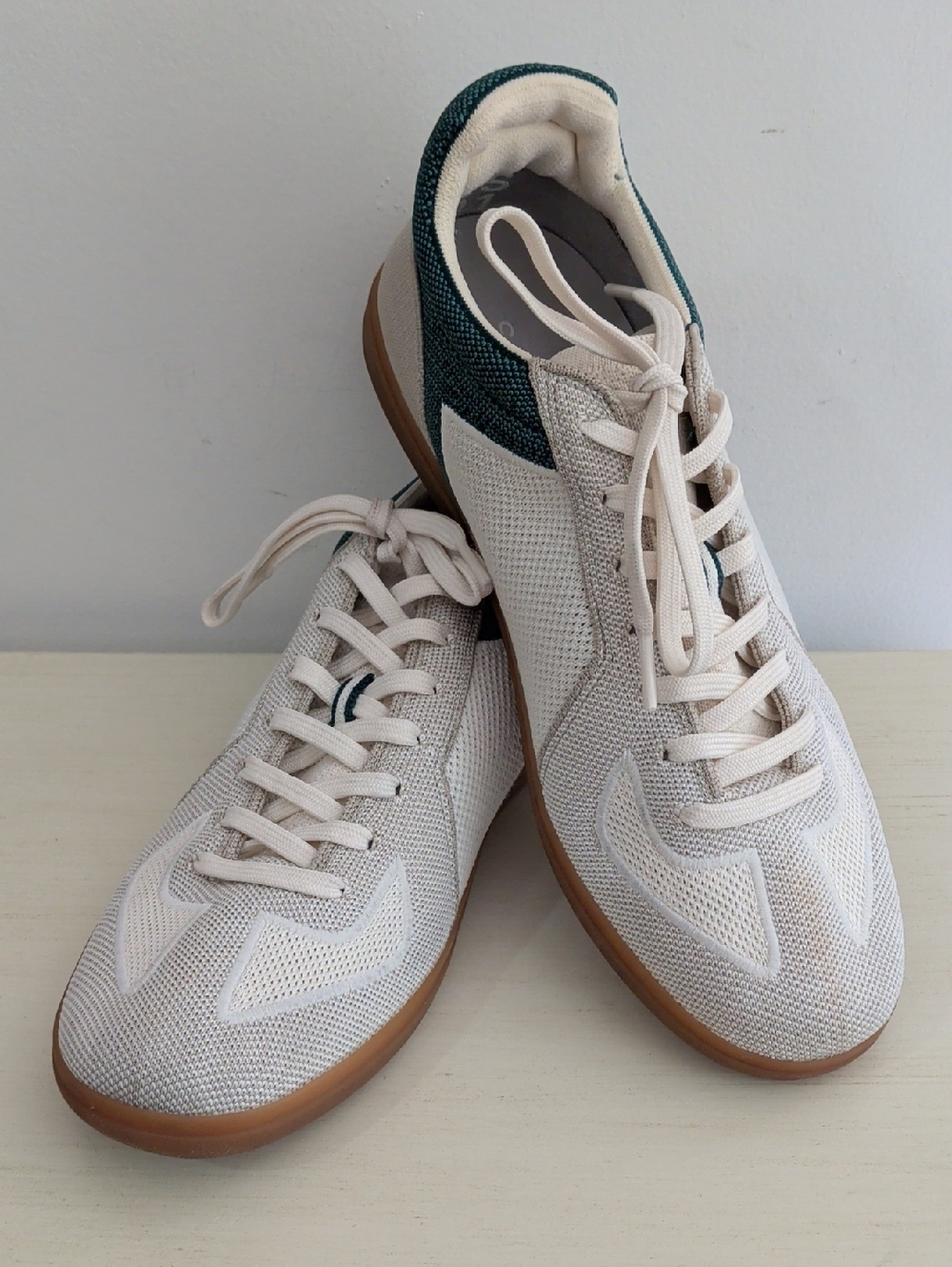 Rothy's Beige And Green Knit Sneakers with Rubber Sole Size 10